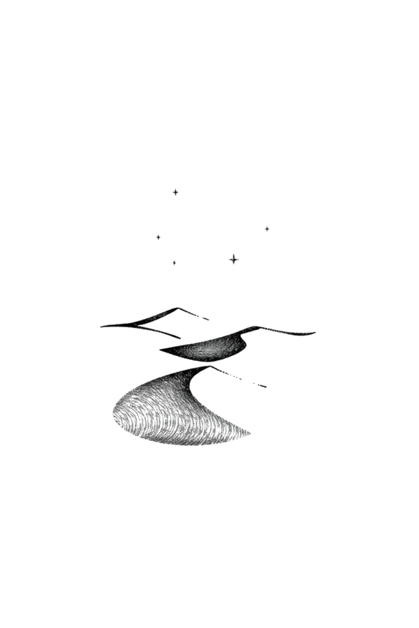 Minimalist black and white temporary temporary tattoo design featuring a stylized, winding river. The river is illustrated with dynamic, flowing lines in varying shades of gray, creating a sense of movement and depth. The background is stark white, enhancing the contrast with the