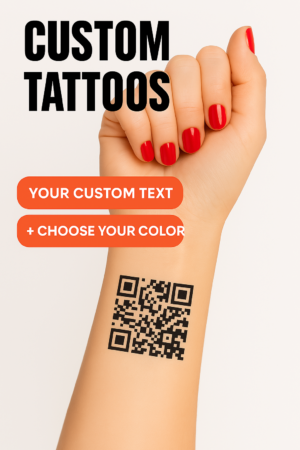 Temporary Custom QR Code Tattoo on wrist – personalized scannable design in black ink by InkNomad