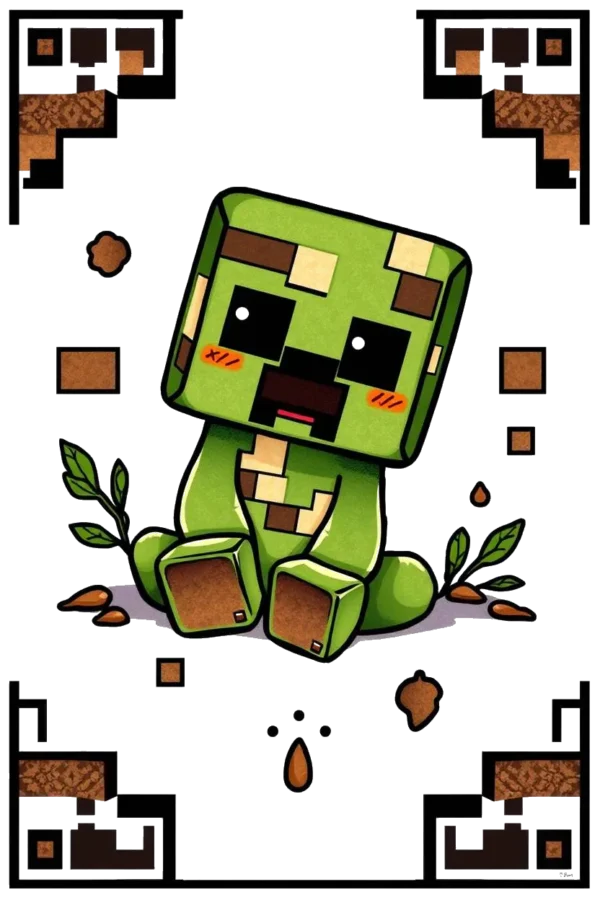 Temporary temporary tattoo design featuring a stylized, cartoon-like green creature resembling a young child. The creature has a large head, small body, and oversized round feet. Its face includes a prominent round nose and a small mouth, with large, expressive eyes.