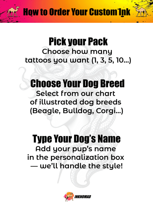Custom Dog Tattoo – Your Dog’s Name + Breed in InkNomad Style - Image 3