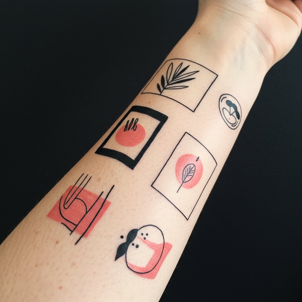DIY Custom Temporary Tattoo: Make Your Own vs Pro Prints 4 Forearm close-up showing DIY custom temporary temporary tattoos with graphic shapes. Make your own at home easily.